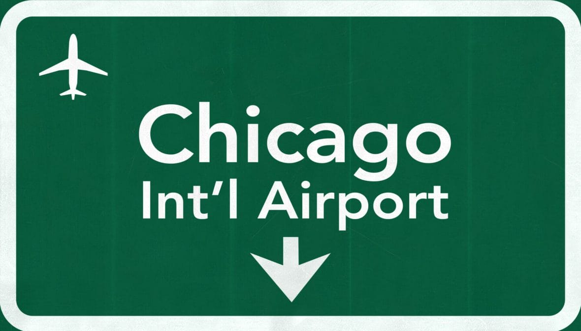 chicago o'hare usa international airport highway road sign